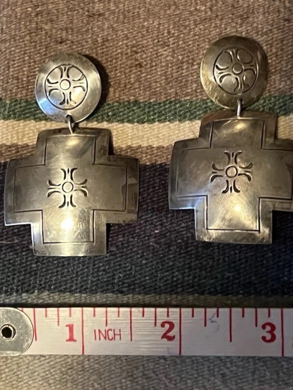 Sterling Silver Cross Dangle Earrings - Silver